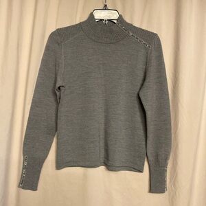 BASLER 100% Virgin Wool Sweater, Size 38 US S, Cold Gray